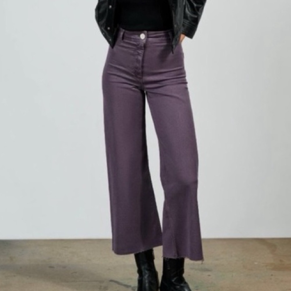 ZARA Women's The Marine Straight High Waist Jean Purple Wide Leg Jeans